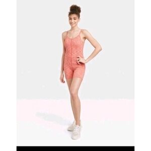 JoyLab Women's Open Back Bodysuit Coral Orange Size XL‎
